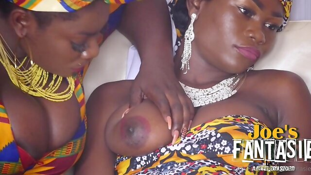The Magic African Plant - amateur threesome with gorgeous busty ebony babes