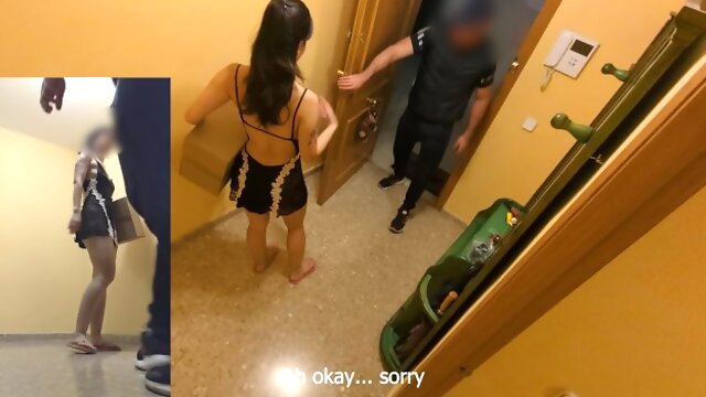 Asian wife fucks delivery guy while husband is out!