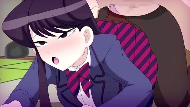 Komi-san gets anal creampie from a fat bastard with a big dick