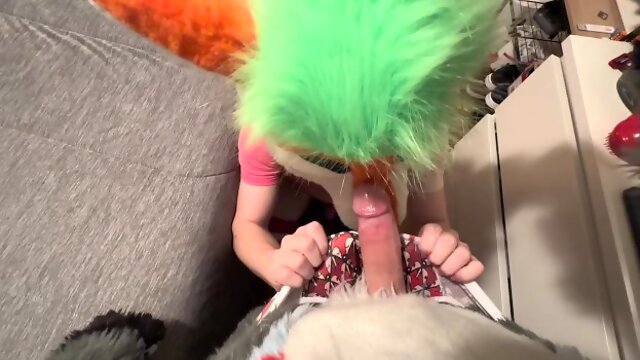 POV Fursuit Facial Cumshot Compilation Big Dick