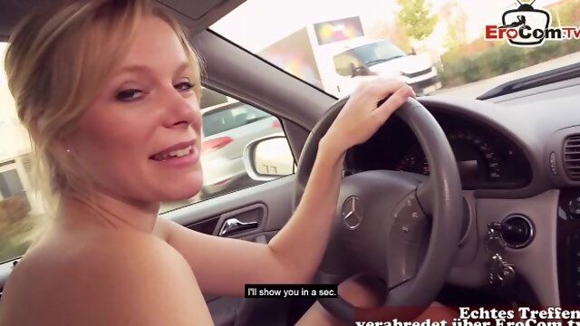 Deutsche blonde Teen schlampe macht reales Public date mit fremden in ihrem Auto
