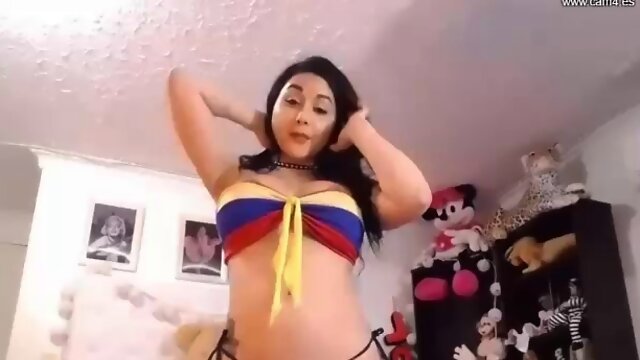 Big ass colombian dances and masturbates
