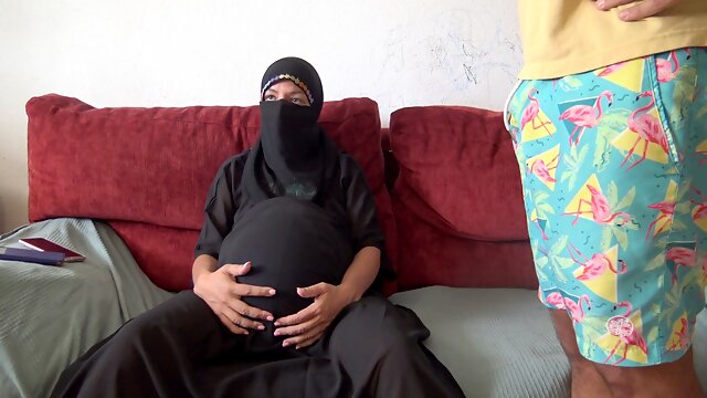 Pregnant Arab wifey Lets brit Stepson Cum On Her Belly