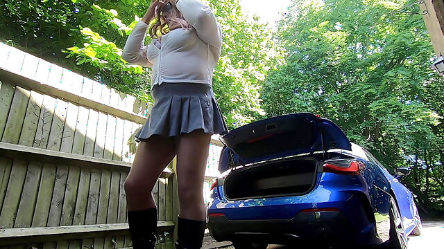 Crossdresser Boots, Pantyhose Piss, Skirt Solo, Outdoor, British, Shemale