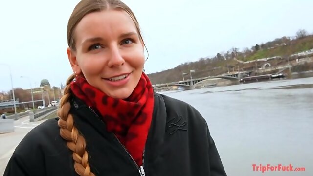 Cum inside a girl with a European braided hairstyle