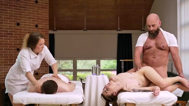 Couples massage turns into sneaky sex for lustful teen