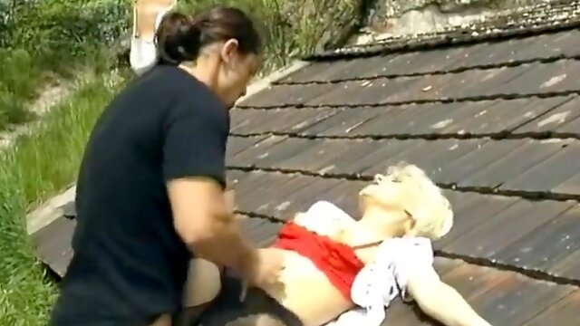A Stunning German Blonde Gets Banged On The Roof