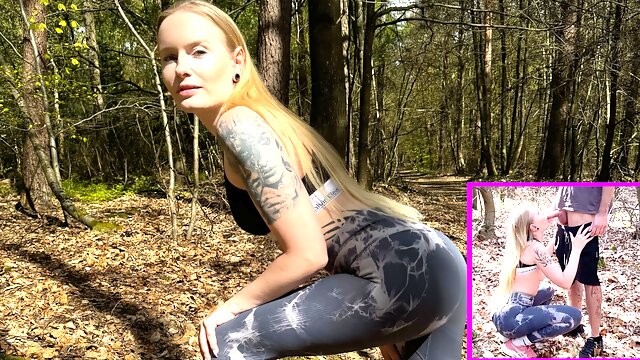 Spontaneous OUTDOOR MEETING! Horny slut fucked through the whole forest!