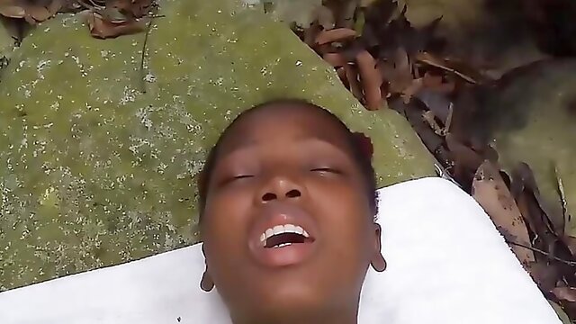 Black Ebony Slut Puts a Sex Toy Vibrator In her Pussy while in New Jersey Wood land Backyard Exploring - Jhodez1