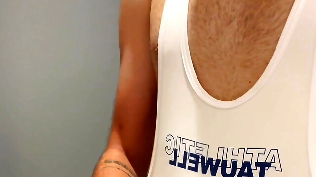 Boy in tight wrestling singlet