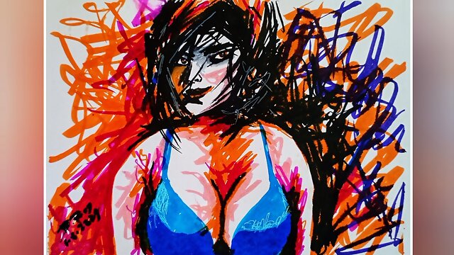 Erotic Abstract Art Or Drawing Of A Sexy Indian Bhabhi