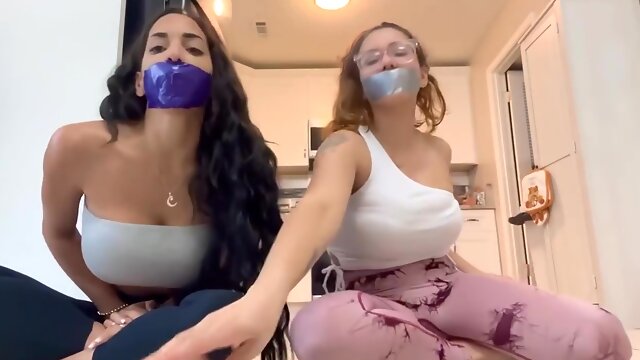 Tape Gagged, Self Gagged, Self Bondage Lesbian, Lesbian Bdsm