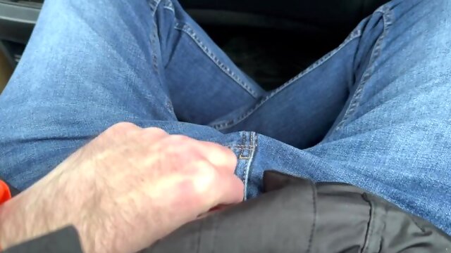 Fingernail in dick & play with dick in car