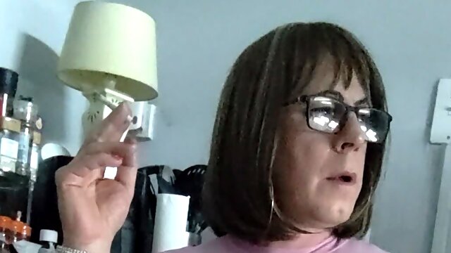 Mature Tranny Solo, Crossdresser Smoking